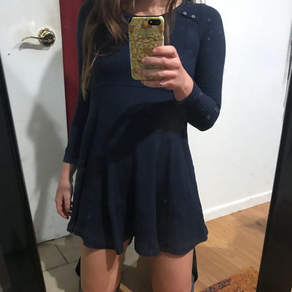 Anthropologie Navy Long Sleeve Sweater Dress